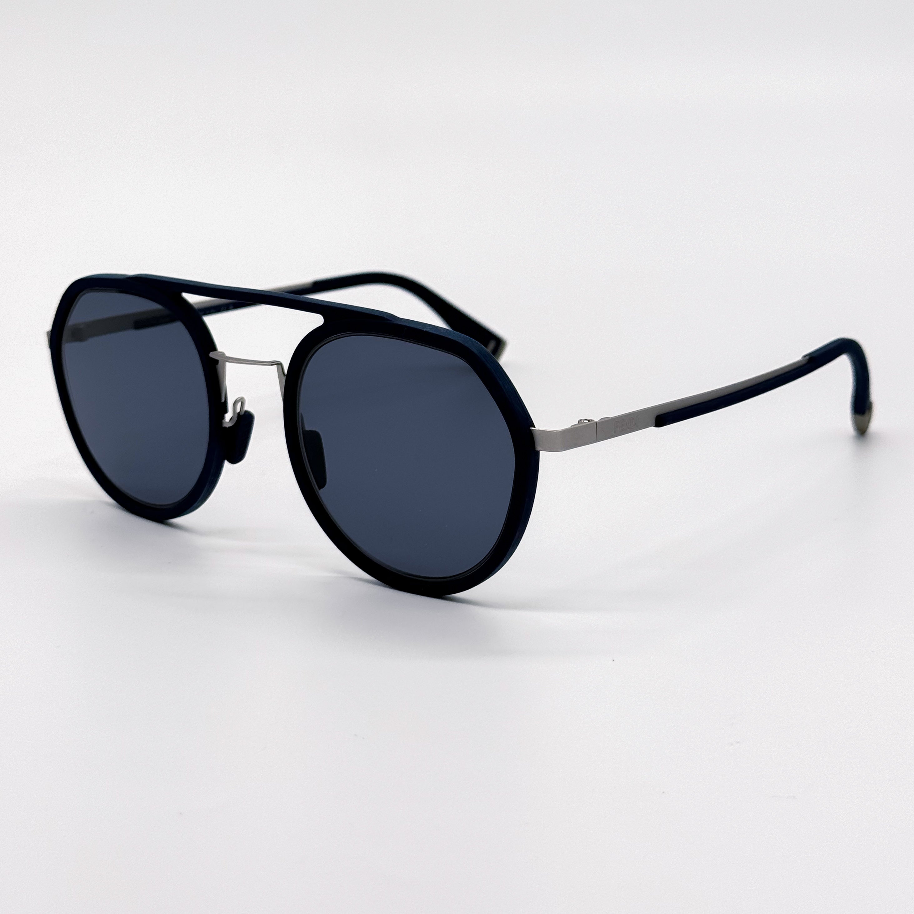 FENDI FE40040U 90V NAVY BLUE ROUND SUNGLASSES