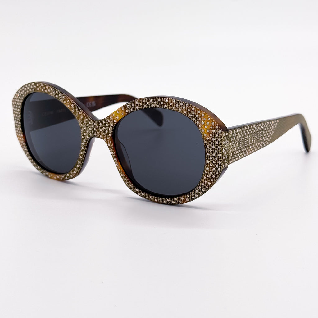 New! CELINE Sunglasses CL4240IS 53A, Authentic Celine CL4240IS Havana Brown Crystal Sunglasses – Designer  main image 2