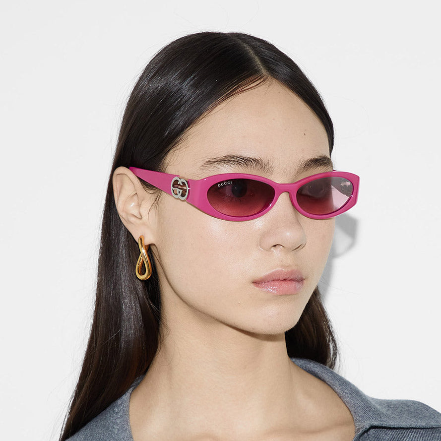 NEW GUCCI GG1660S 003 WOMEN PINK SUNGLASSES GUCCI Gucci GG1660S Oval Sunglasses | EyeOns.com main image 2